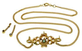 Collier 8,25g 585/- Gelbgold mit 2 Diamanten zus. ca. 0,04 ct. und Opal, Länge ca. 46,50 cm