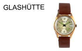 Glashütte Spezimatic Automatik Edelstahl vergoldet, Lederband und Schliesse sind nicht original, ...