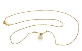 Collier 2,95g 750/- Gelbgold mit Perle, Länge ca. 45,50 cm