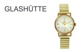 Glashütte Automatik Edelstahl vergoldet, Lederband und Schliesse sind nicht original , ohne Box u...