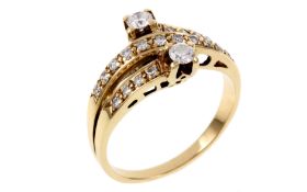 Ring 4,39g 585/- Gelbgold mit 21 Diamanten zus. ca. 0,56 ct., Ringgröße ca. 58