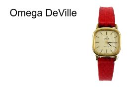 Omega DeVille Quarz Edelstahl vergoldet, Schliesse und Lederband nicht original von Omega, ohne B...