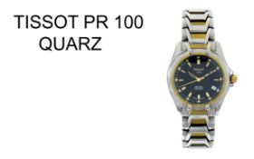 Tissot PR 100 Quarz Edelstahl vergoldet, ohne Box und ohne Papiere