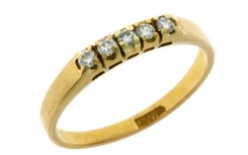 Ring 2,38g 750/- Gelbgold mit 5 Diamanten zus. ca. 0,10 ct., Ringgröße ca. 55