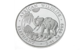 Silbermünze Somali Republic 200 Schilling 2 Unzen 62,2g 999/- Silber 2017
