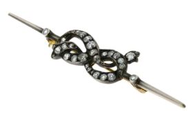 Brosche 3,93g 585/- Gelbgold und 835/- Silber mit 27 Diamanten zus. ca. 0,95 ct.