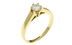 Ring 3,29g 750/- Gelbgold mit Diamant ca. 0,25 ct. J/p2, Ringgröße ca. 52