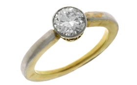 Ring 4,13g 585/- Gelbgold und Weißgold mit Diamant ca. 1,05 ct. J/si1, Ringgröße ca. 54