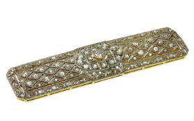 Brosche 12,74g 750/- Gelbgold und Weißgold mit 78 Diamanten zus. ca. 1,20 ct. mit Rosenschliff