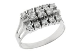 Ring 4,27g 585/- Weißgold mit 13 Diamanten ca. 0,61 ct., Ringgröße ca. 57