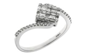 Ring 2,88g 750/- Weißgold mit 49 Diamanten ca. 0,65 ct., Ringgröße ca. 55