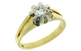 Ring 4,71g 585/- Gelbgold und Weißgold mit Diamant ca. 0,50 ct. G/vvs1, Ringgröße ca. 55