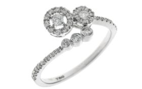 Ring 2,60g 750/- Weißgold mit 37 Diamanten zus. ca. 0,45 ct., Ringgröße ca. 55