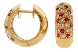 Creolen 12,18g 750/- Gelbgold mit 40 Diamanten ca. 0,40ct. und Rubinen