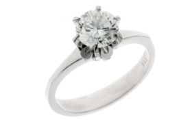Ring 3,10g 585/- Weißgold mit Diamant ca. 1,50 ct. K/vvs2, Ringgröße ca. 52