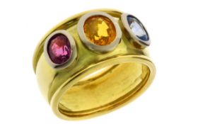 Ring 9,86g 750/- Gelbgold und Weißgold mit Saphiren und Rubinen, Ringgröße ca. 52