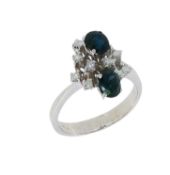Ring 5,83g 750/- Weißgold mit 11 Diamanten zus. ca. 0,33 ct. und Saphiren, Ringgröße ca. 60