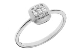 Ring 2,02g 750/- Weißgold mit 9 Diamanten ca. 0,13 ct., Ringgröße ca. 54