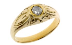 Ring 3,66g 585/- Gelbgold mit Diamant ca. 0,15ct. im Rosenschliff, Ringgröße ca. 53