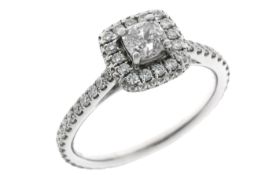 Ring 2,98g 585/- Weißgold mit Diamant ca. 0,25ct. und 50 Diamanten zus. ca. 1,00ct., Ringgröße ca...