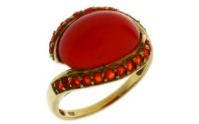 Ring 4,49g 375/- Gelbgold mit Farbsteinen, Ringgröße ca. 56