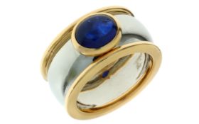 Ring 18,81g 750/- Gelbgold und 950/- Platin mit Saphir Ringgröße ca. 53