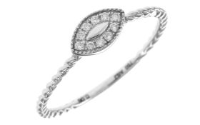 Ring 1,33g 750/- Weißgold mit 10 Diamanten zus. ca. 0,10 ct., Ringgröße ca. 56