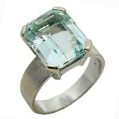 Ring 6,63g 585/- Weißgold mit Aquamarin, Ringgröße ca. 53