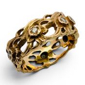 Ring 6,38g 585/- Rosegold mit 7 Diamanten zus. ca. 0,21 ct., Ringgröße ca. 57