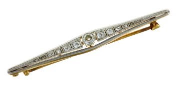 Brosche 4,63g 585/- Gelbgold und Weißgold mit 15 Diamanten zus. ca. 0,52 ct.