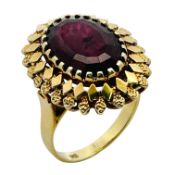 Ring 7,53g 585/- Gelbgold mit rotem Turmalin, Ringgröße ca. 50