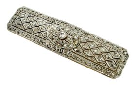 Brosche 12,71g 750/- Gelbgold und Weißgold mit 78 Diamanten ca. 1,20 ct. Rosenschliff und ca. 0,2...