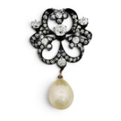 Brosche Art Deco 15,77g 750/- Rotgold und 925/- Silber mit Diamant ca. 1,25 ct. und 83 Diamanten ...