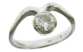 Ring 3,96g 585/- Weißgold mit Diamant ca. 0,75 ct. J/p2, Ringgröße ca. 55
