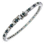 Tennisarmband 18,34g 585/- Weißgold mit 23 Diamanten zus. ca. 2,30 ct. und Saphiren, Länge ca. 18...