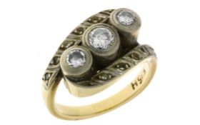 Ring 5,72g 585/- Gelbgold und Weißgold mit 3 Diamanten zus. ca. 0,55 ct. und 10 Diamanten zus. ca...