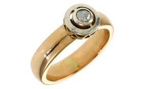 Ring 6,45g 585/- Gelbgold und Weißgold mit Diamant ca. 0,15 ct. im Rosenschliff, Ringgröße ca. 51,5