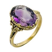 Ring 3,28g 585/- Gelbgold mit Amethyst, Ringgröße ca. 49