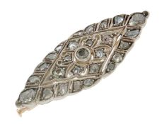 Brosche 6,37g 585/- Gelbgold und 925/- Silber mit Diamanten im Rosenschliff