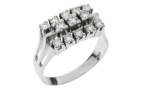 Ring 4,27g 585/- Weißgold mit 13 Diamanten zus. ca. 0,61 ct., Ringgröße ca. 57,5