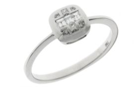 Ring 2,02g 750/- Weißgold mit 9 Diamanten zus. ca. 0,13 ct., Ringgröße ca. 54,5