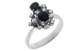 Ring 5,83g 750/- Weißgold mit 11 Diamanten zus. ca. 0,33 ct. und Saphiren, Ringgröße ca. 60