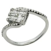 Ring 2,88g 750/- Weißgold mit 49 Diamanten zus. ca. 0,65 ct., Ringgröße ca. 54,5