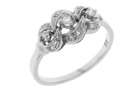 Ring 2,37g 585/- Weißgold mit 11 Diamanten zus. ca. 0,26 ct., Ringgröße ca. 53