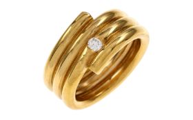Ring 23,48g 999/- Gelbgold mit Diamant ca. 0,10ct. F/vs1, Ringgröße ca. 55