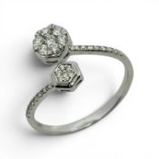Ring 2,40g 750/- Weißgold mit 30 Diamanten ca. 0,35 ct., Ringgröße ca. 55