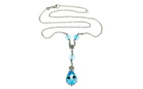 Collier 10,71g 750/- Weißgold mit 24 Diamanten zus. ca. 0,24 ct. und Topas, Länge ca. 38 cm