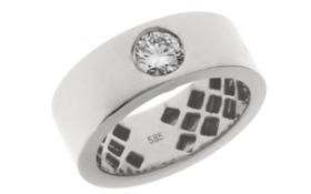 Ring 13,24g 585/- Weißgold mit Diamant ca. 0,60 ct. F/vvs2, Ringgröße ca. 56