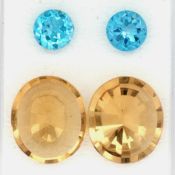 2 Berylle 20.78 ct. und 2 Topase 5.13 ct. Set fuer Ohrschmuck