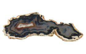 Farbsteinscheibe ca. 308.94 g. Laenge ca. 26 cm x Breite ca. 12 cm x Hoehe ca. 0.5 cm